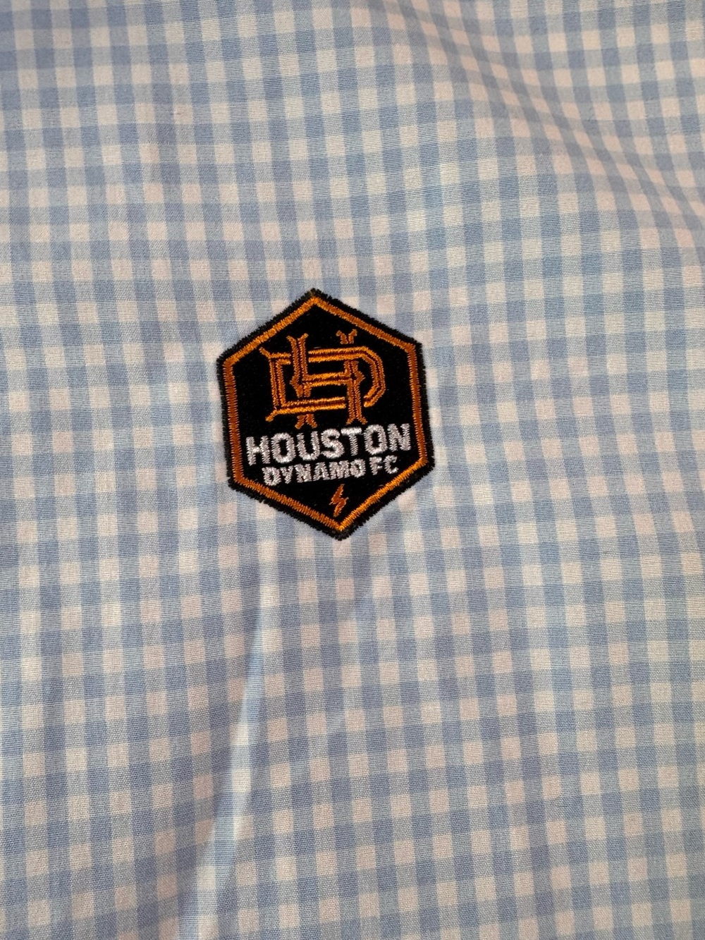 Vineyard Vines Houston FC Classic Fit Murray Blue Gingham Mens Button Down Shirt - Picture 5 of 7